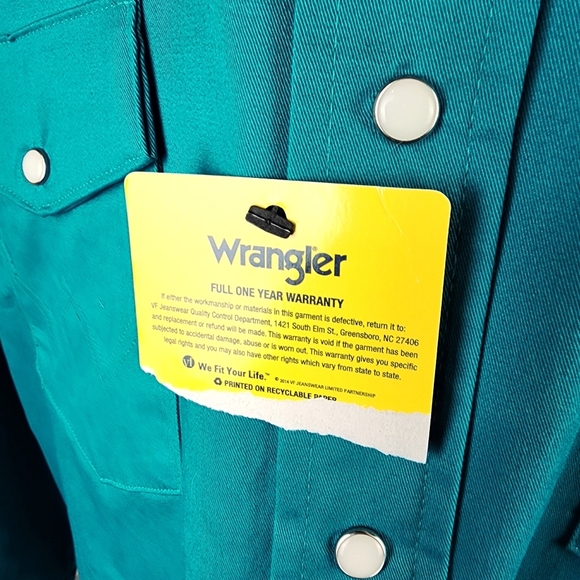 Wrangler Advanced Comfort Snap Front Shirt Embroidered Teal Green Size 3X - Picture 8 of 15